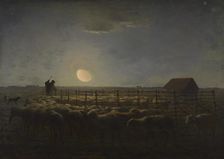 The Sheepfold, Moonlight, 1856-1860. Creator: Jean Francois Millet