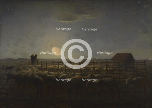 The Sheepfold, Moonlight, 1856-1860. Creator: Jean Francois Millet.