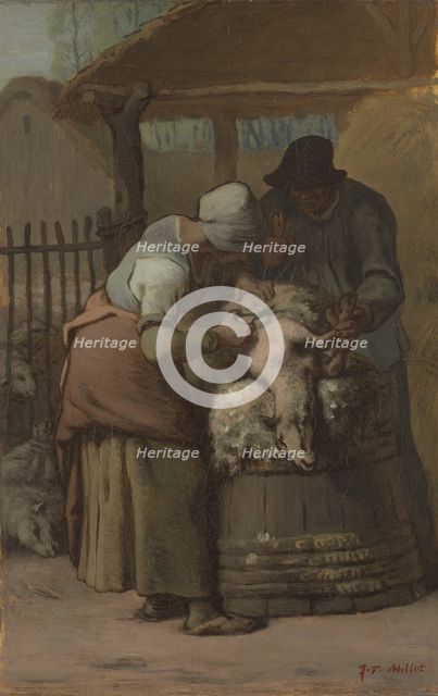 The Sheepshearers, 1857/61. Creator: Jean Francois Millet.
