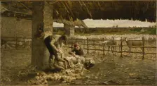 The Sheepshearing, 1883-1884. Artist: Segantini, Giovanni (1858-1899)