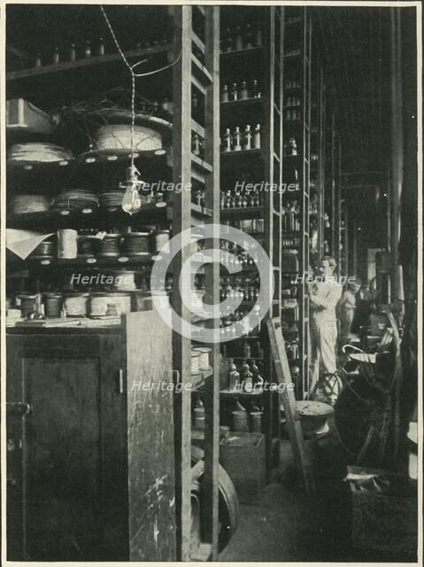 "The Shelves of Edison's Laboratory with Samples of Every Known Substance"', 1902. Creator: Unknown.