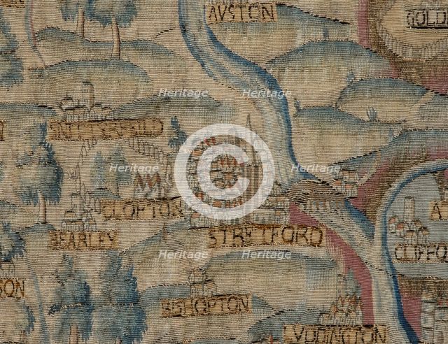 The Sheldon Tapestry: Map of Warwickshire, Detail: Stratford, 1580s.