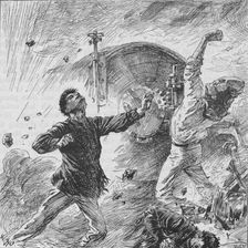 The Shell Burst Among Her Bow Guns 1902. Artist: William Heysham Overend