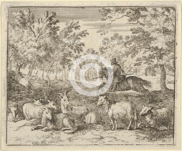 The Shepherd on Horseback Chases the Stag, 1650-75. Creator: Allart van Everdingen.