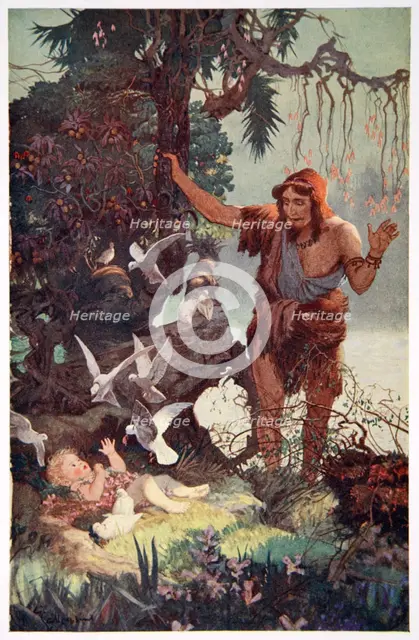 'The Shepherd finds the babe Semiramus', 1915.  Creator: Ernest Wellcousins.
