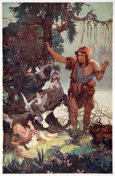 The Shepherd finds the babe Semiramus 1915. Creator: Ernest Wellcousins