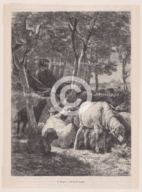 The Shepherd, from "Le Magasin Pittoresque", ca. 1852. Creator: François Rouget.