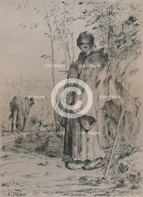 'The Shepherdess', 1862, (1946). Artist: Jean Francois Millet.