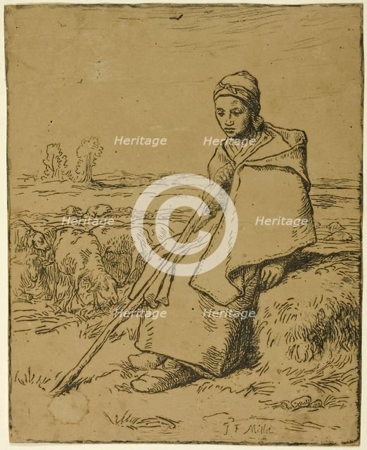 The Shepherdess, 1863. Creator: Jean Francois Millet.