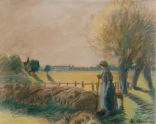 The shepherdess of Eragny, c1890s Artist: Camille Pissarro
