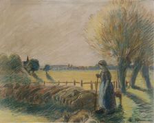 The shepherdess of Eragny, c1890s Artist: Camille Pissarro