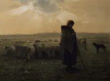The Shepherdess and Her Flock, 1862-67. Creator: Jean Francois Millet
