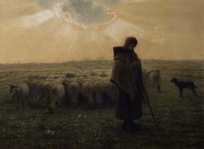 The Shepherdess and Her Flock, 1862-67. Creator: Jean Francois Millet