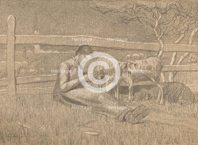 'The Shepherdess', c1888. Artist: Giovanni Segantini.