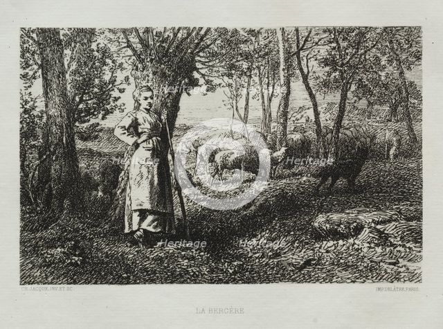 The Shepherdess. Creator: Charles-Émile Jacque (French, 1813-1894).