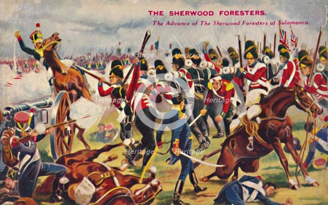 'The Sherwood Foresters. The Advance of The Sherwood Foresters at Salamanca', 1812, (1939).  Artist: Unknown.