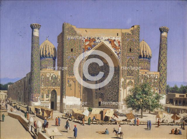 The Sherdar Madrasah at the Registan Square in Samarkand, 1869-1870. Artist: Vereshchagin, Vasili Vasilyevich (1842-1904)