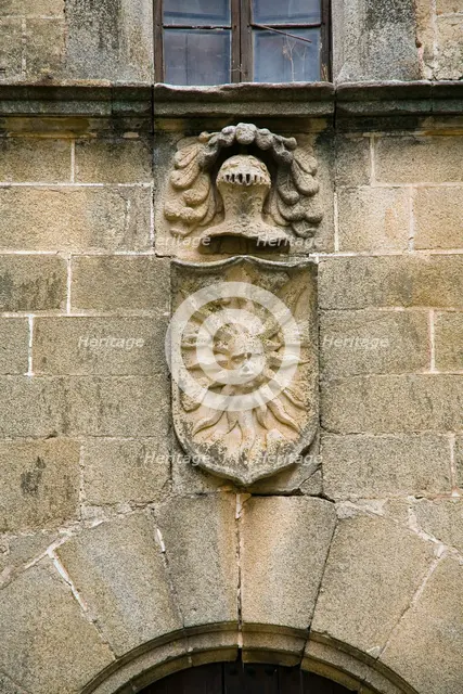 The shield of the Solis family, Solis Mansion, Caceres, Spain, 2007. Creator: Samuel Magal.