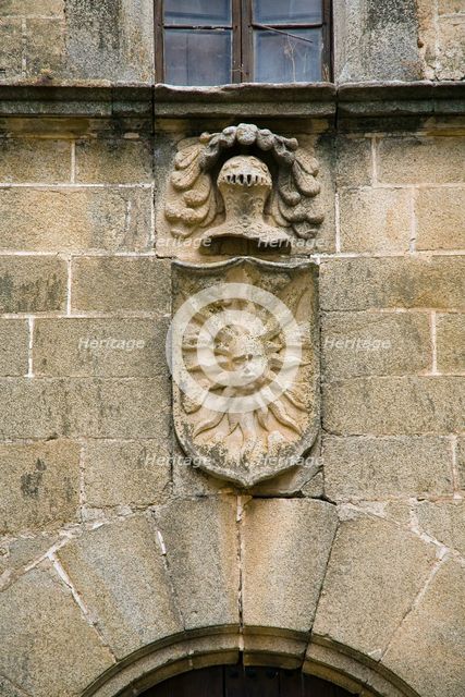 The shield of the Solis family, Solis Mansion, Caceres, Spain, 2007. Creator: Samuel Magal.