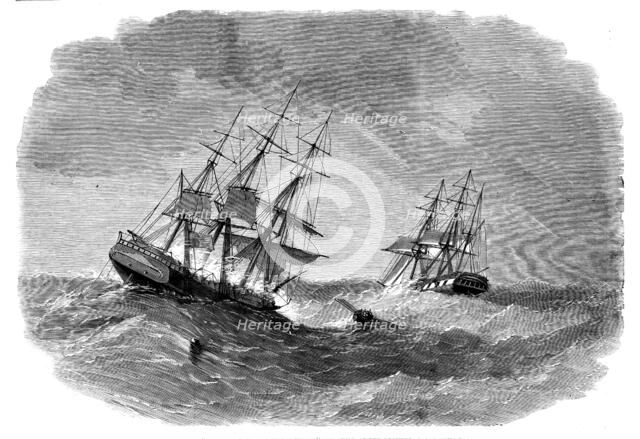 The Ship "Bengal" rescuing the crew of "The Child of the Regiment", 1858. Creator: Smyth.