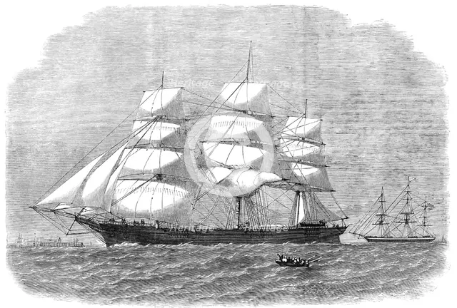 The ship Glad Tidings, with a cargo of American cotton, entering the port of Liverpool, 1865. Creator: Smyth.