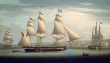 The Ship "Favorite" Maneuvering Off Greenock, 1819. Creator: Robert Salmon