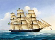 The ship Indiaman, 1864. Creator: Heinrich Petersen