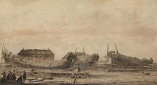 The Shipyard of the Amsterdam Admiralty, 1655-1660. Creator: Ludolf Bakhuizen