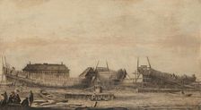 The Shipyard of the Amsterdam Admiralty, 1655-1660. Creator: Ludolf Bakhuizen