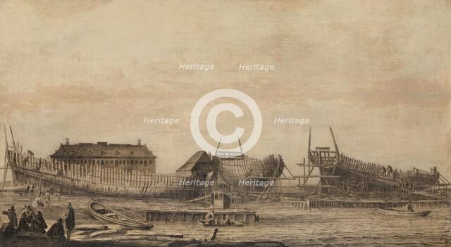 The Shipyard of the Amsterdam Admiralty, 1655-1660. Creator: Ludolf Bakhuizen.