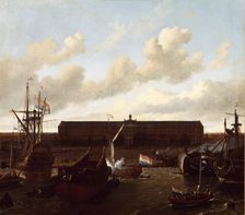 The Shipyard of the Dutch East India Company at Amsterdam, 1696. Creator: Ludolf Bakhuizen