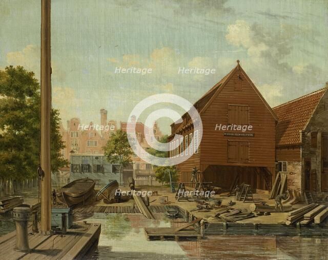 The Shipyard 'D'Hollandsche Tuin' on Bickers Eiland, Amsterdam, 1823. Creator: Pieter Godfried Bertichen.