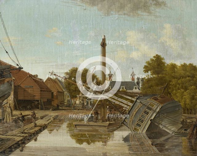 The Shipyard 'St Jago'on Bickers Eiland, Amsterdam, 1823. Creator: Pieter Godfried Bertichen.