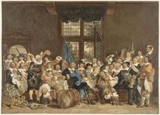 The shooters meal in the Voetboogdoelen in Amsterdam in celebration of the conclusion..., 1779. Creator: Jacob Cats