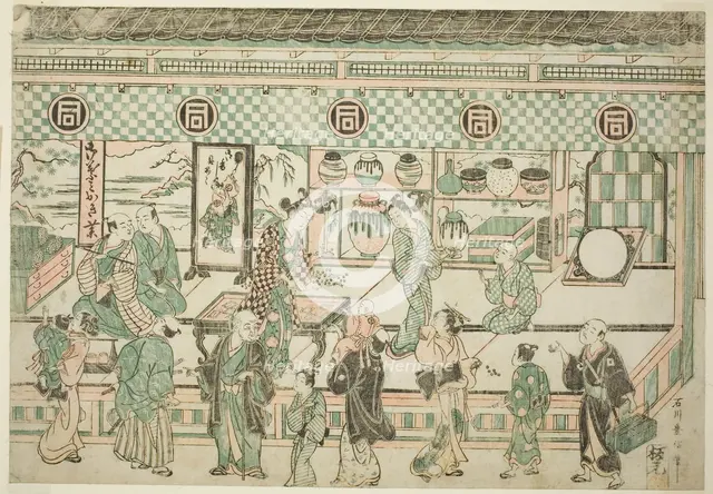 The Shop of Sanogawa Ichimatsu, c. 1743. Creator: Ishikawa Toyonobu.