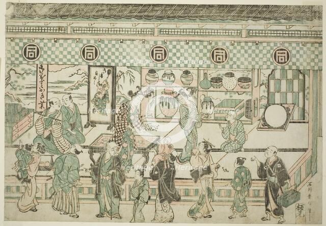 The Shop of Sanogawa Ichimatsu, c. 1743. Creator: Ishikawa Toyonobu.