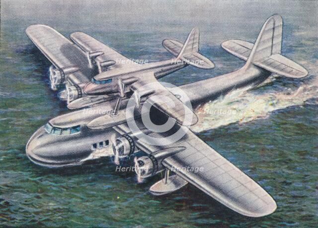 The Short Mayo Composite aircraft, 1938.  Artist: Unknown.