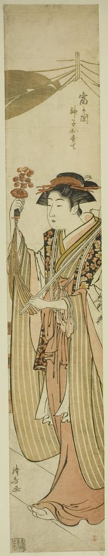 The Shrine Maiden Osute of the Tomigaoka Shrine (Tomigaoka miko Osute), c. 1782. Creator: Torii Kiyonaga