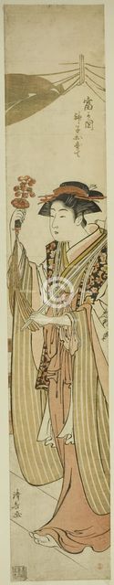 The Shrine Maiden Osute of the Tomigaoka Shrine (Tomigaoka miko Osute), c. 1782. Creator: Torii Kiyonaga.