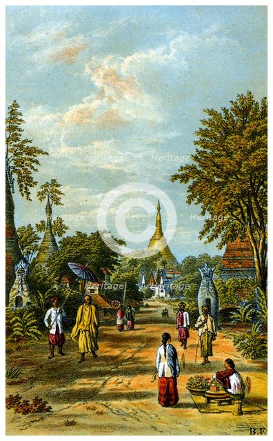 The Shwe Dragon pagoda, Rangoon, 19th century.Artist: C Kegan Paul