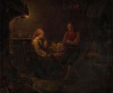 The sick child, 1851. Creator: Adolph Tidemand