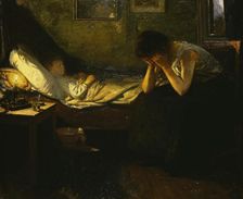 The sick Child, 1906. Creator: Oscar Wergeland