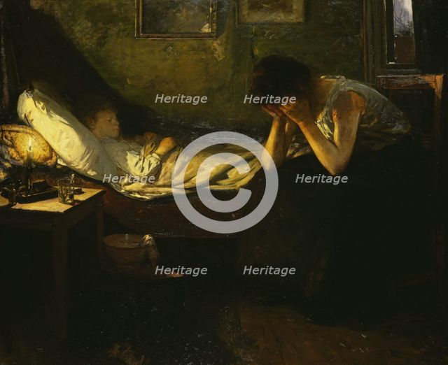 The sick Child, 1906. Creator: Oscar Wergeland.