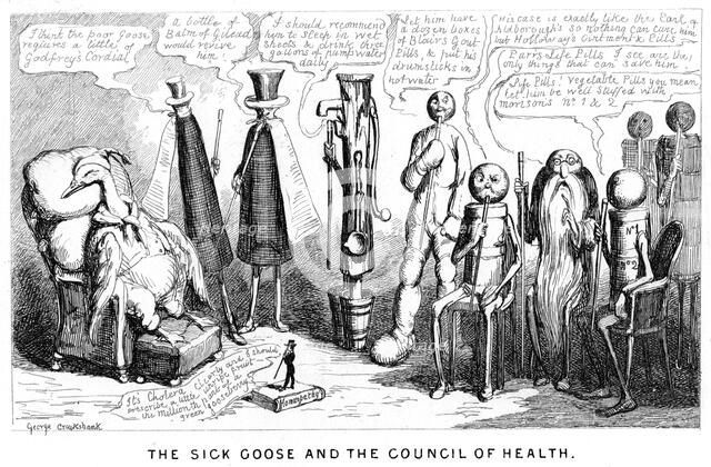 'The Sick Goose and the Council of Health', 19th century. Artist: George Cruikshank