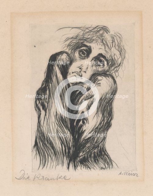 The sick (Die Kranke), 1920-1929. Creator: Arnold Peter Weisz-Kubincan.