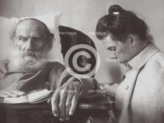 The Sick Leo Tolstoy with daughter Tatyana in Gaspra on the Crimea, 1902.