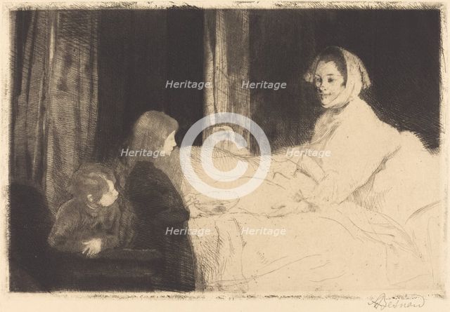 The Sick Mother (La mère malade), 1889. Creator: Paul Albert Besnard.
