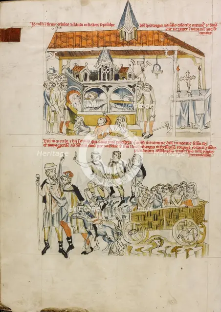 The Sick, the Leprous, and the Lame Praying at Saint Hedwig's Tomb, 1353. Creator: Unknown.