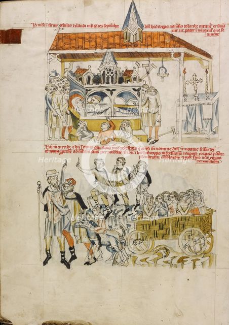 The Sick, the Leprous, and the Lame Praying at Saint Hedwig's Tomb, 1353. Creator: Unknown.