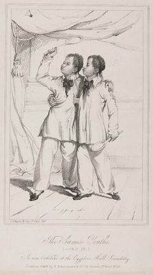 The Siamese Youths...at the Egyptian Hall, Piccadilly 1829. Creator: William Day